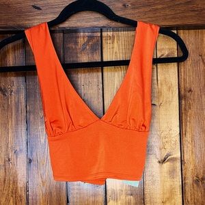 Urban Outfitters, Phoenix Plunging Tank Top, red/orange, small